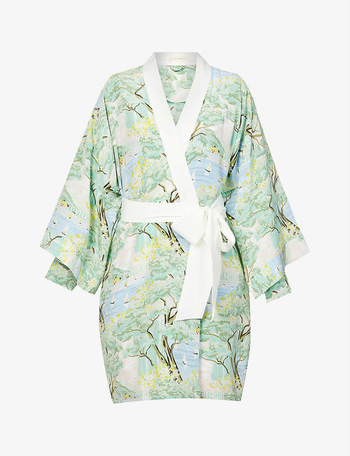 Mimi short silk-crepe robe