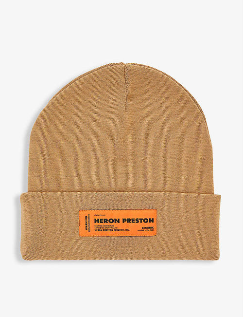 Logo-patch wool beanie hat