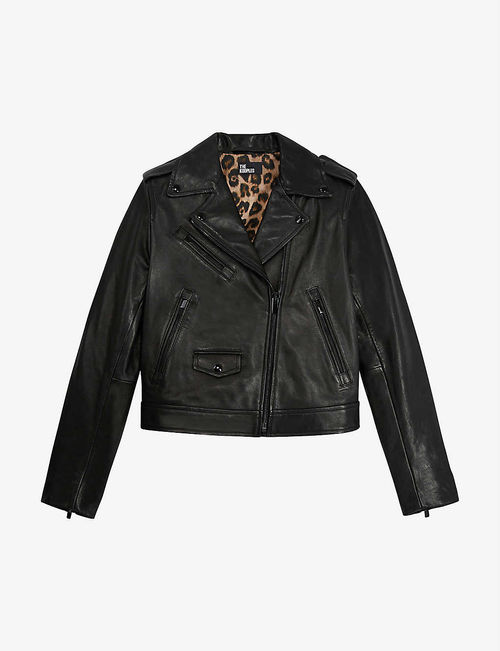 Asymmetric leather biker...