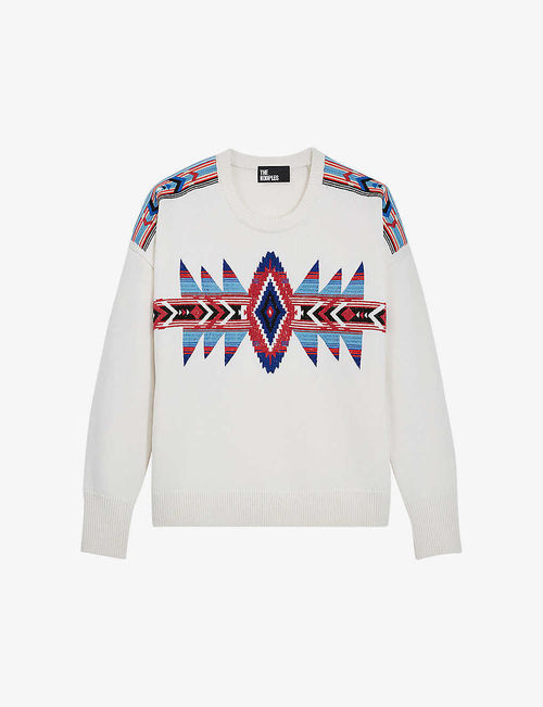 Embroidered wool-blend jumper