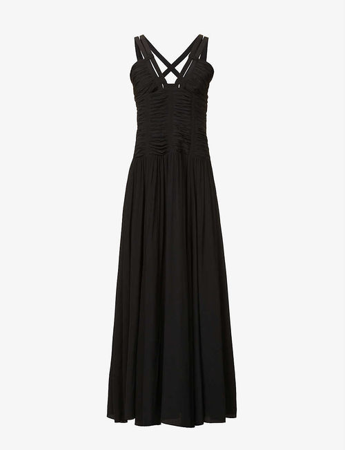 Anya pleated silk maxi dress