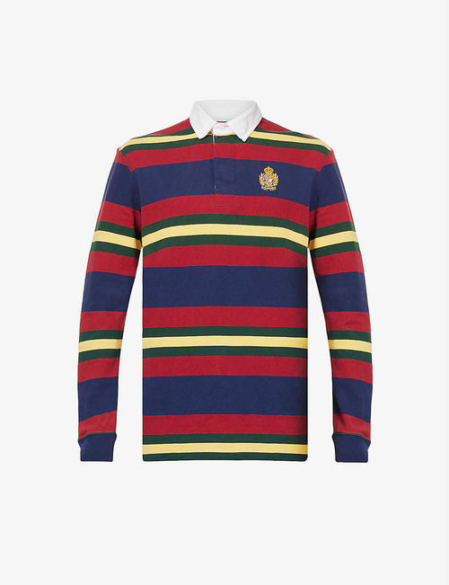 Brand-embroidered striped...