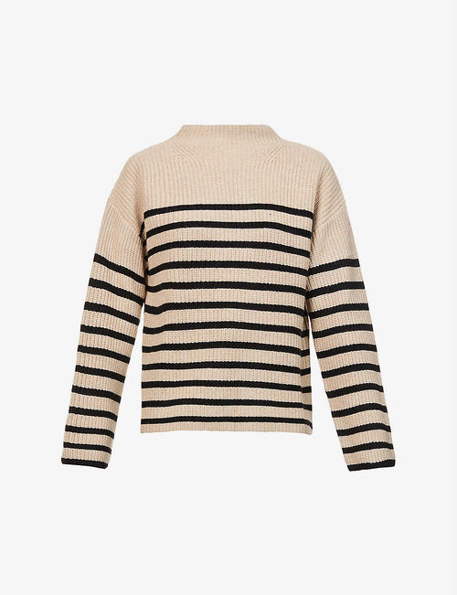 Claudia striped wool-blend...