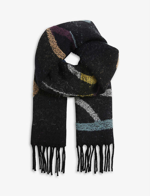 Striped wool-blend scarf