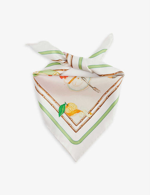 Graphic-print silk scarf