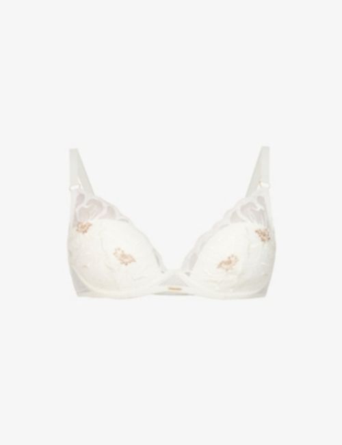 Blue silk Push-up Bra with frastaglio