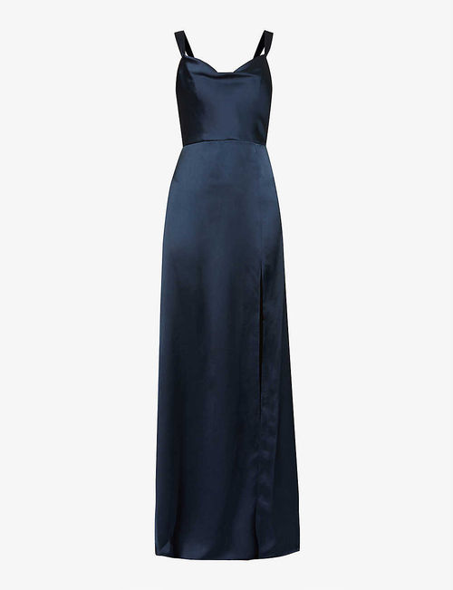 Gina cowl-neck satin gown