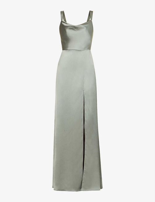 Gina cowl-neck satin gown