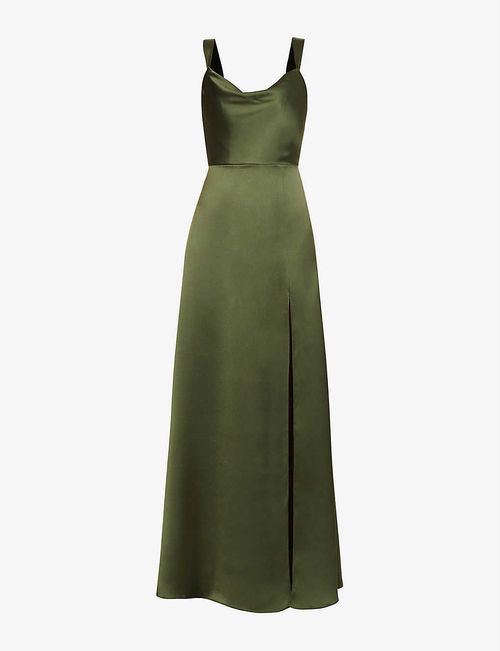 Gina cowl-neck satin gown