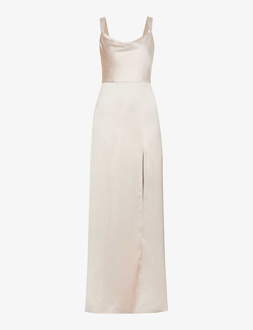 Gina cowl-neck satin gown