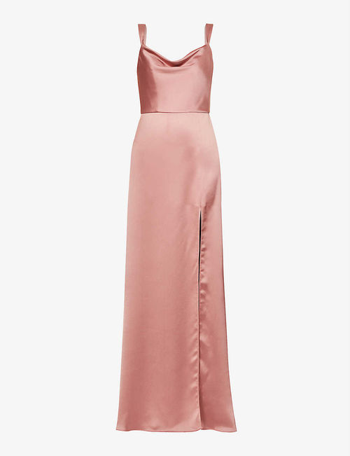 Gina cowl-neck satin gown