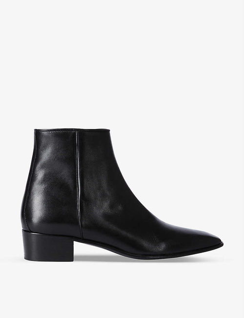 Pointed leather ankle boots