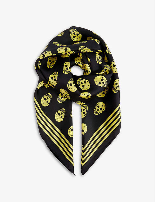 Biker skull-print silk scarf