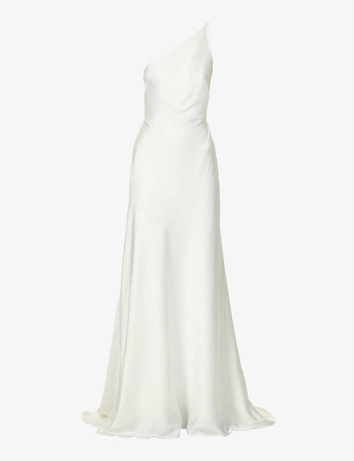 Marlene asymmetric-neck satin...