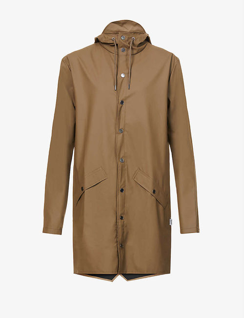 Hooded longline shell raincoat