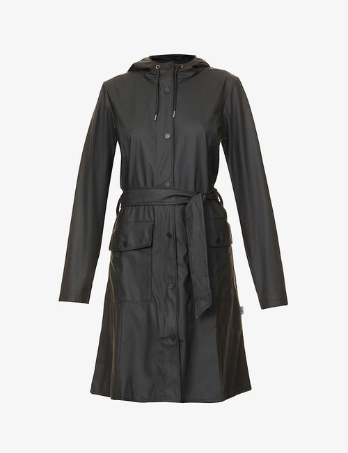 Curve hooded shell trench coat