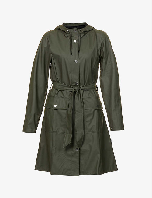 Curve hooded shell trench coat