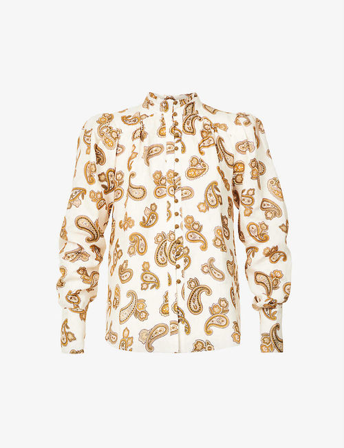 Mia paisley-print linen shirt