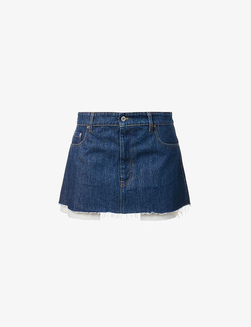 Low-rise denim mini skirt