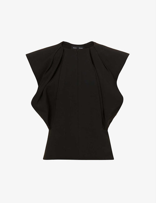 Sleeveless pleated woven top