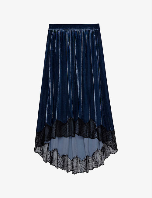 Joslin lace-trim velvet midi...