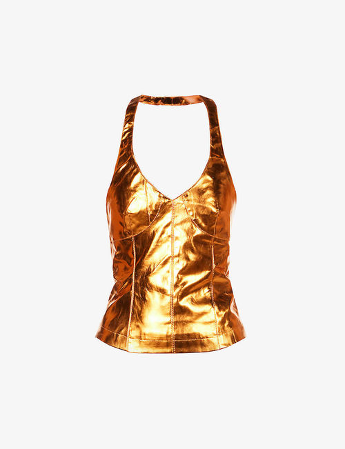 Zoe halterneck woven metallic...