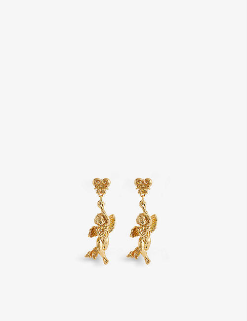 Cherub brass clip-on earrings