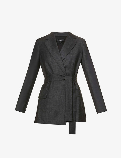 Belted virgin wool blazer