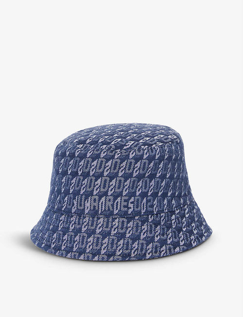 Logo-jacquard denim bucket hat