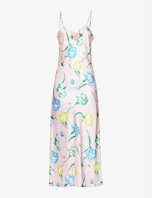 Floral-print V-neck silk maxi...