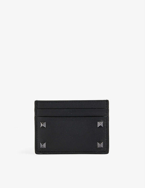 Rockstud leather card holder