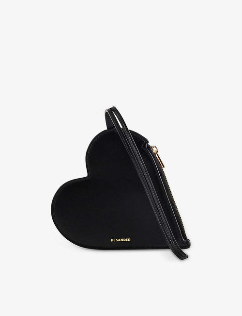 Heart-shaped leather pouch