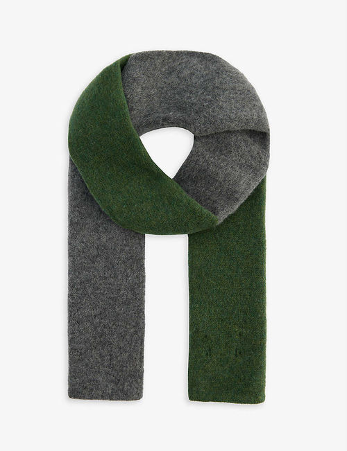 Laser colour-block wool scarf