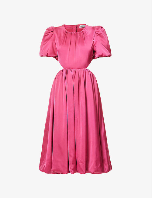 Alana puff-sleeved satin gown