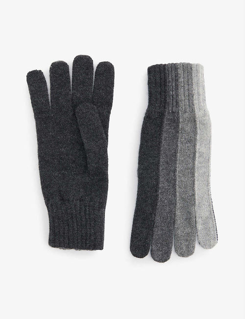 Striped cashmere gloves