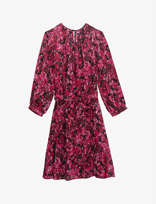 Floral-print woven mini dress