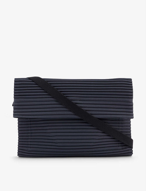 Pleated knitted cross-body bag