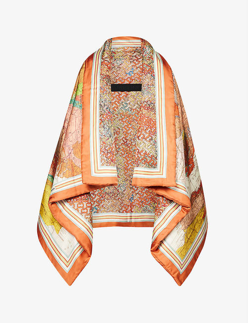 Floral-print silk scarf