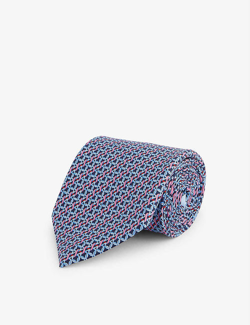 Graphic-print silk tie