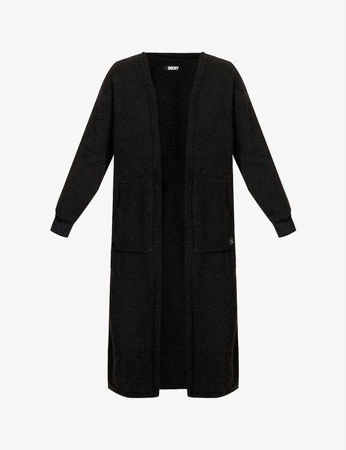 Side-pocket faux-fur robe