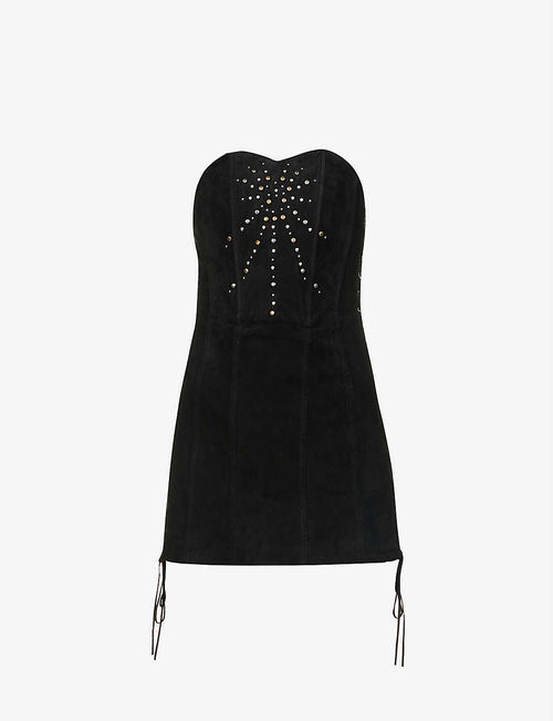 Stud-embellished strapless...