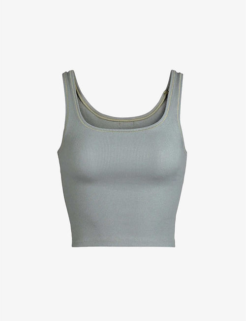 Ribbed stretch-cotton tank top