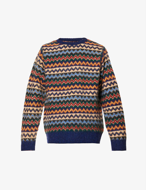 Cosmic zig-zag wool jumper