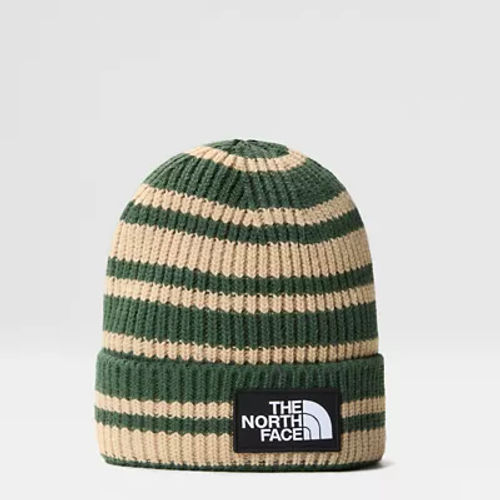 The North Face Tnf Logo Box Cuffed Beanie Khaki Stone Stripes Print Size One Size Regular