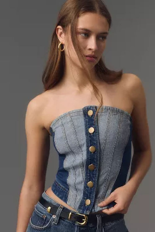 Pilcro Strapless Denim Corset...