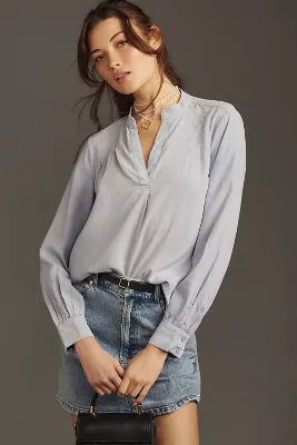 Bella Dahl Henley Long Sleeve Pleated Blouse 80.00 Brent Cross