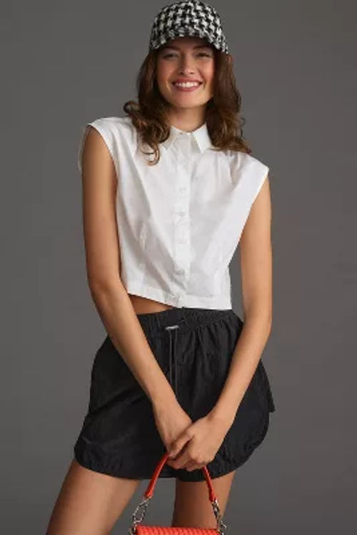 Maeve Cap-Sleeve Crop Cotton...