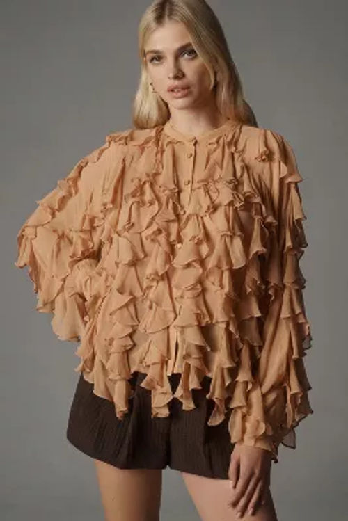 By Anthropologie Sheer Ruffle...