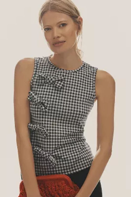 Blue Tassel Gingham Bow Tank...