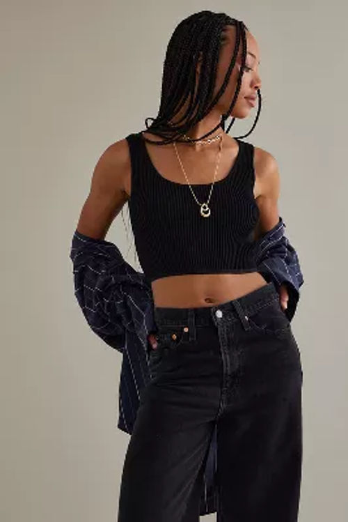 Scoop-Neck Cropped Rib Knit...